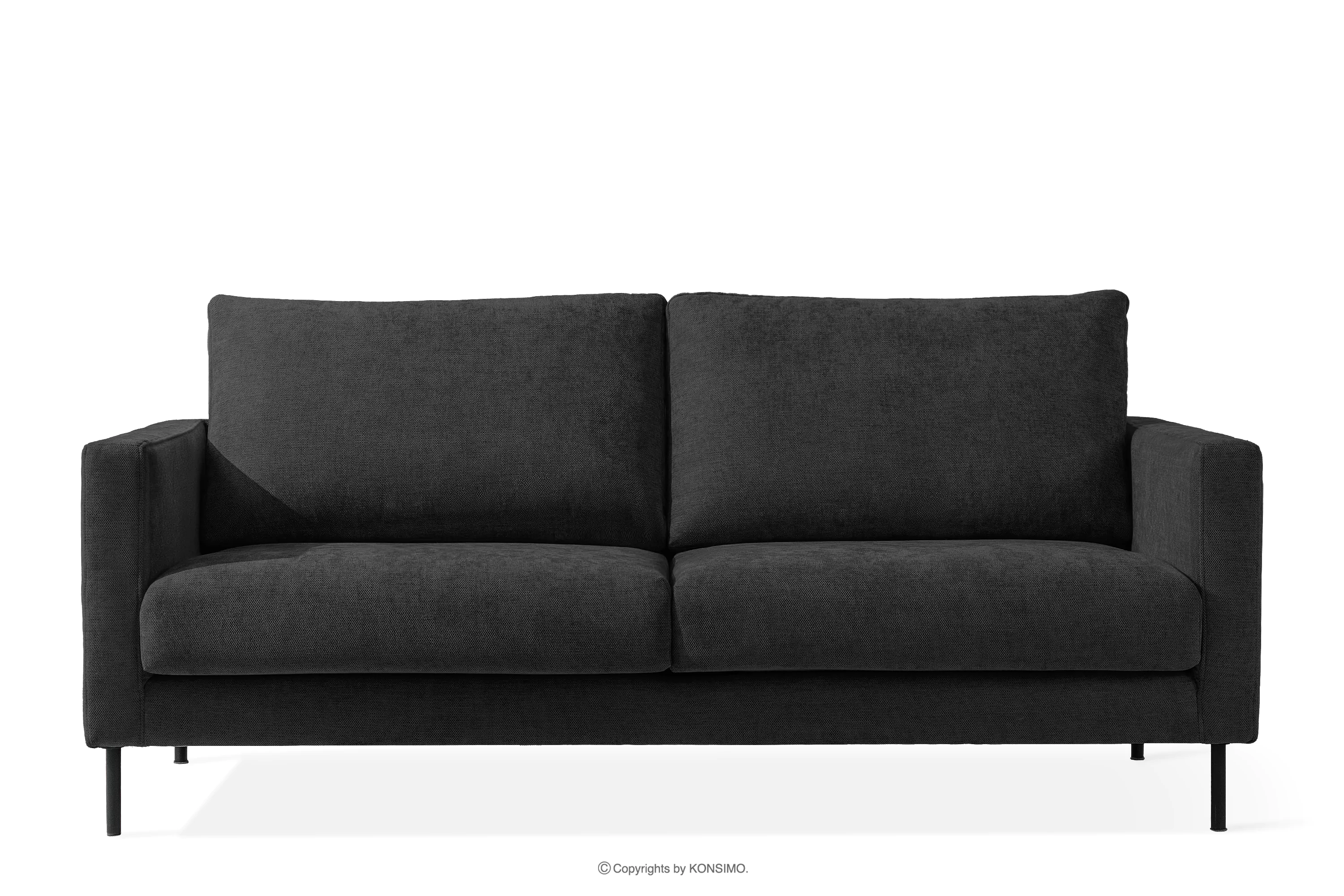 Sofa trzyosobowa na wysokich nóżkach tkanina pleciona antracytowy LUMO