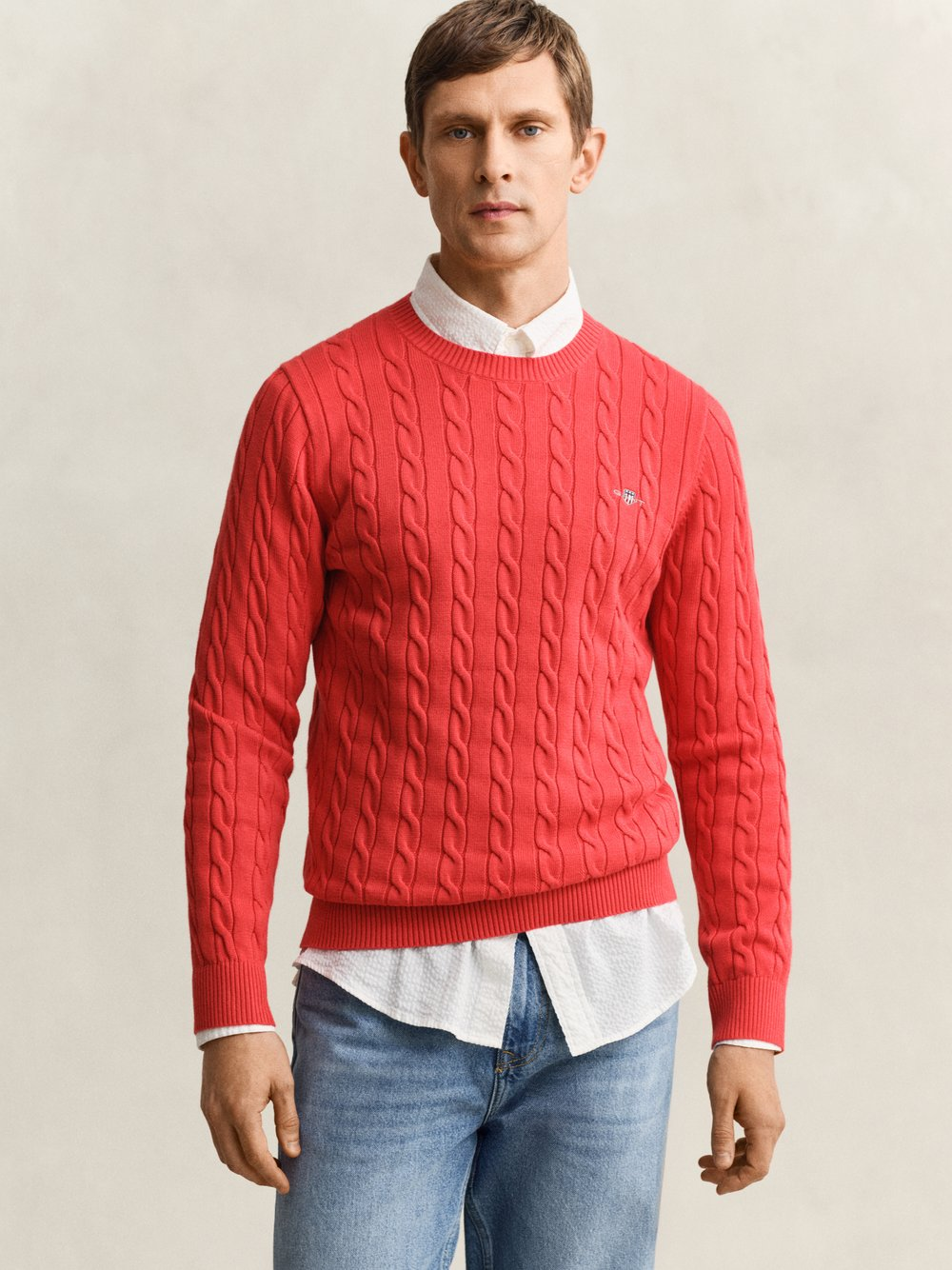 Gant Sweter męski Mężczyźni Bawełna czerwony, L