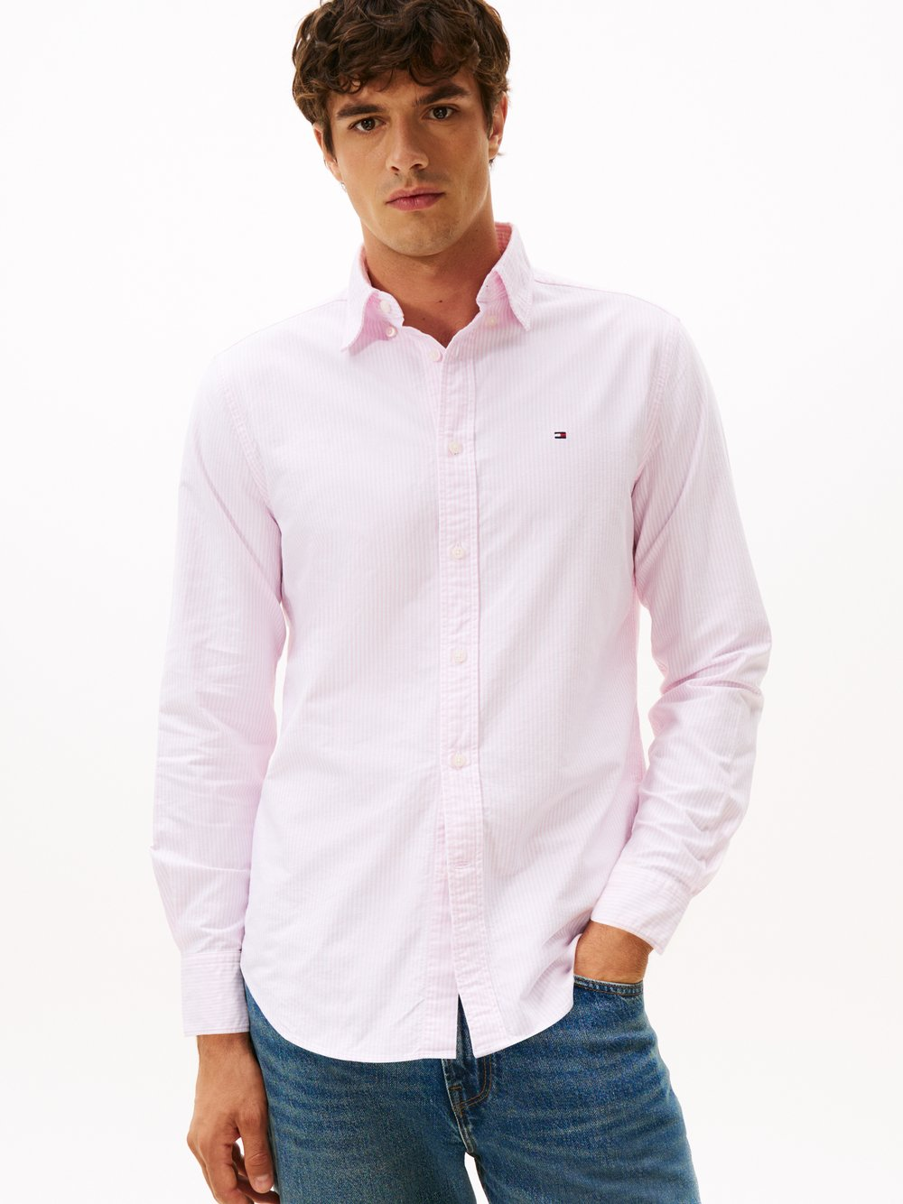 Tommy Hilfiger Koszula męska Mężczyźni Regular Fit Bawełna różowy|biały, XL