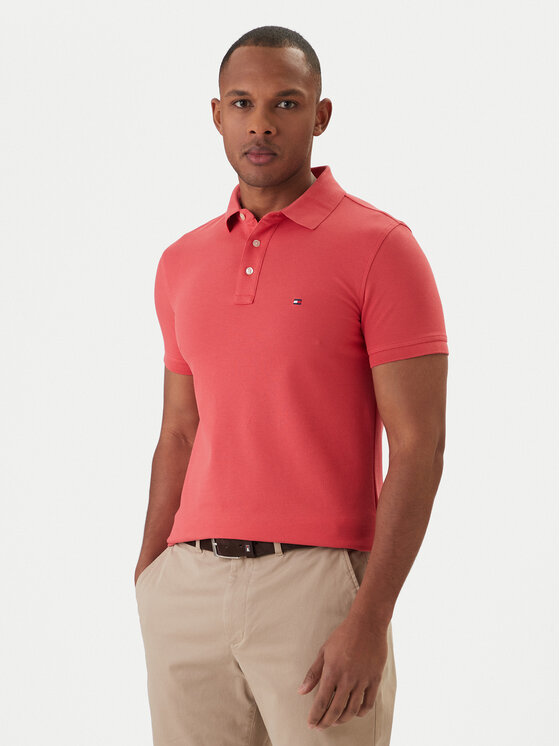 Tommy Hilfiger Polo 1985 MW0MW17771 Koralowy Slim Fit