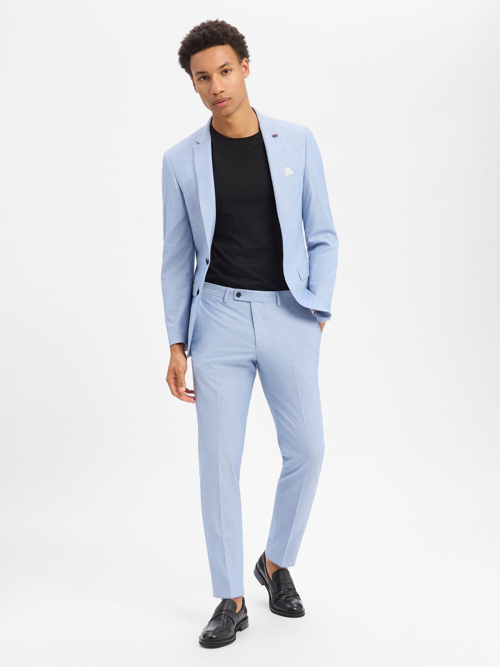 Finshley & Harding London Męski garnitur Mężczyźni Slim Fit niebieski, 54