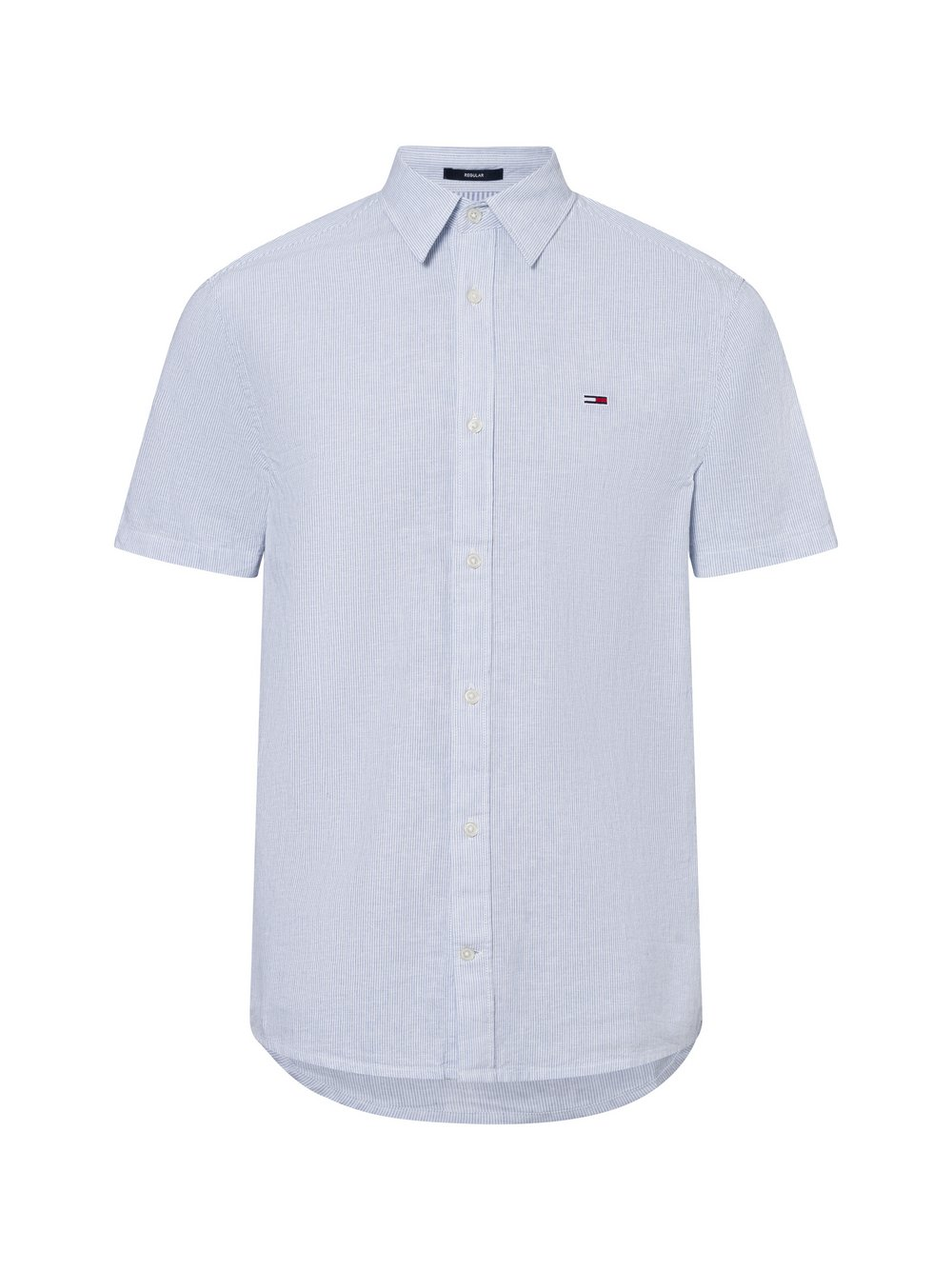 Tommy Jeans Męska koszula casual z zawartością lnu Mężczyźni Regular Fit Bawełna niebieski, S
