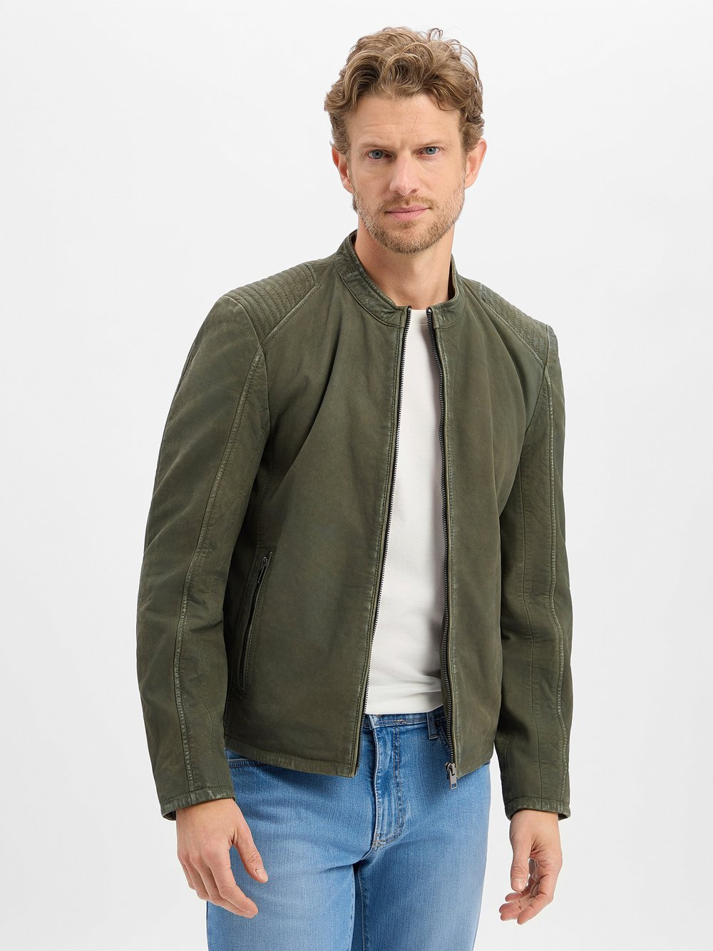 Mauritius Męska kurtka skórzana Mężczyźni zielony, L
