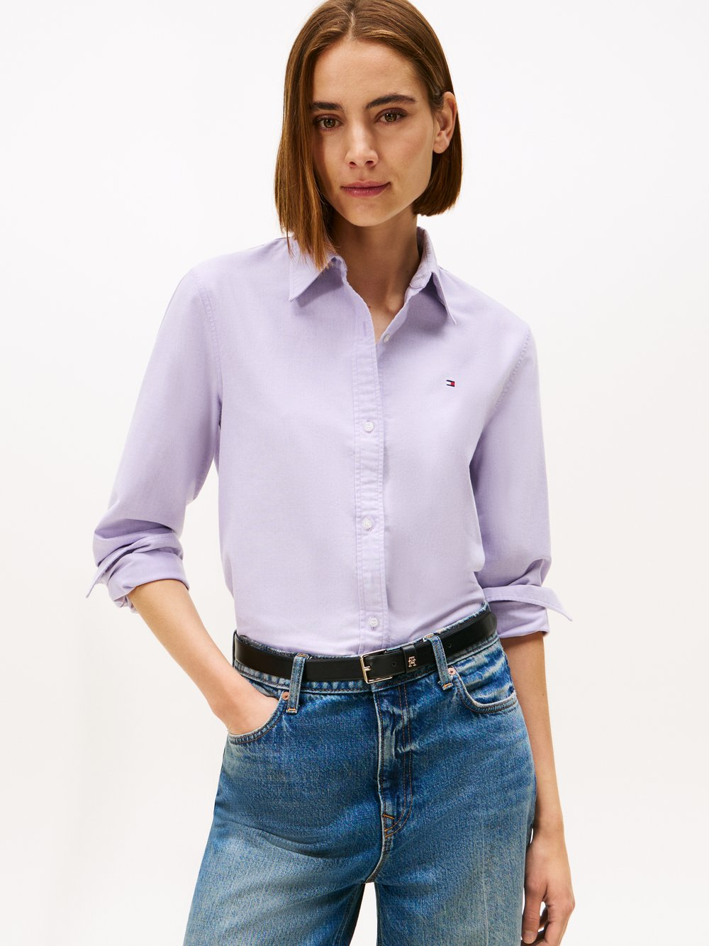 Tommy Hilfiger Damska bluzka koszulowa Oxford Kobiety Bawełna lila, 34