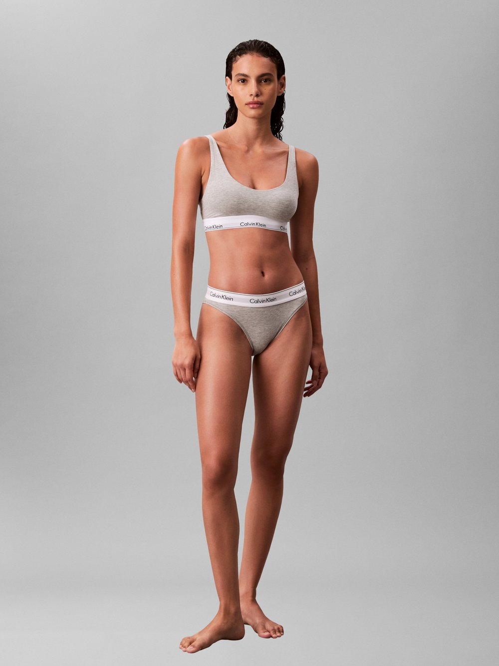 Calvin Klein Bralette damska Kobiety Bawełna szary, M