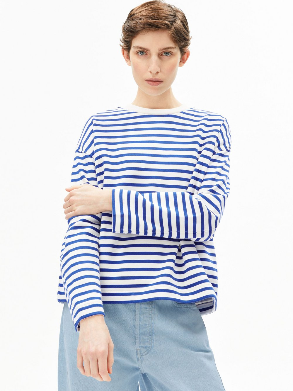 ARMEDANGELS Bluza damska - Frankaa Maarlen Kobiety Bawełna niebieski, XS