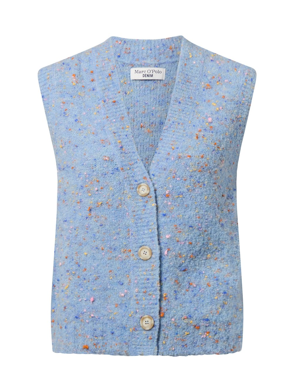 Marc O'Polo Denim Damska kamizelka z dzianiny Kobiety wełna ze strzyży niebieski|wielokolorowy, XS