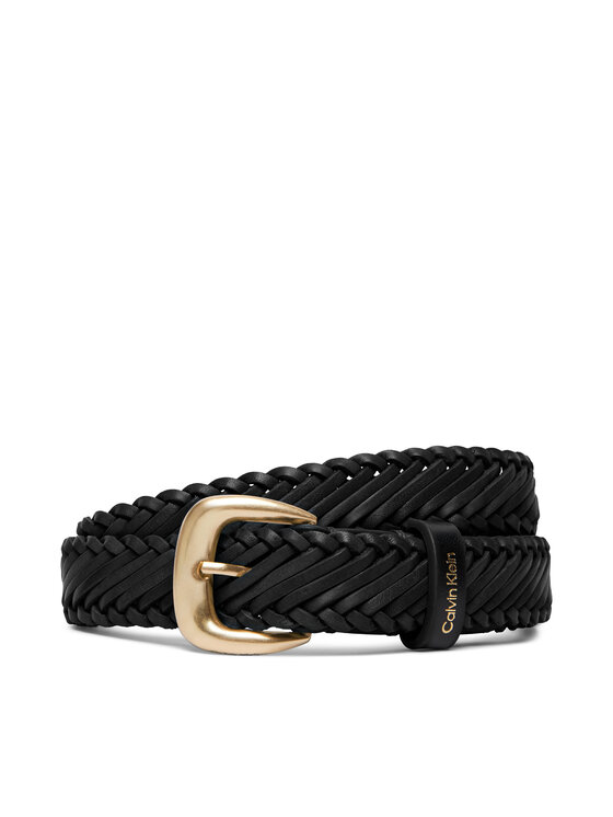 Calvin Klein Pasek Damski Braided Logo Buckle 25Mm LV04F7087G Czarny
