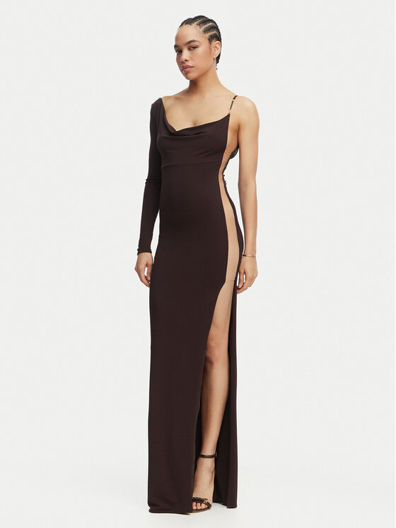 Elisabetta Franchi Sukienka wieczorowa AB-R47-62E2-V520 Brązowy Slim Fit