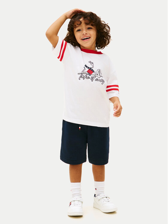 Tommy Hilfiger Komplet t-shirt i spodenki Wavy Flag KB0KB10410 Kolorowy Regular Fit