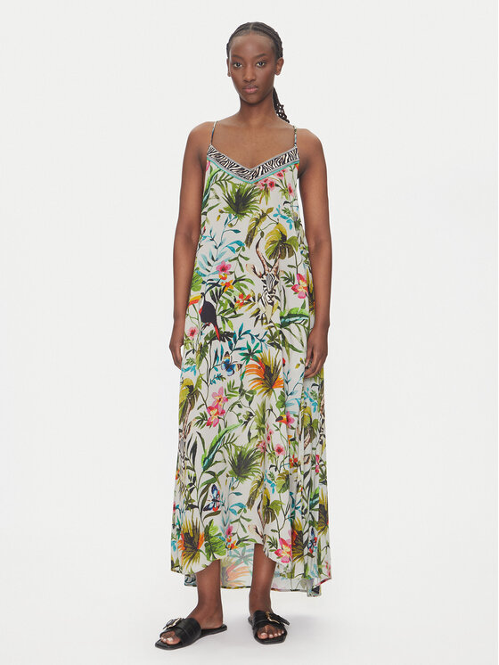LOLA CASADEMUNT Sukienka letnia LS2516037 Zielony Relaxed Fit