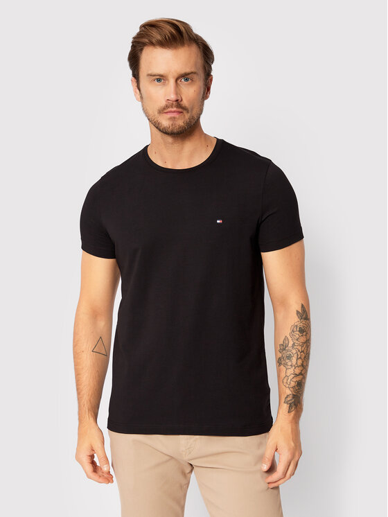 Tommy Hilfiger T-Shirt Core Stretch MW0MW27539 Czarny Slim Fit