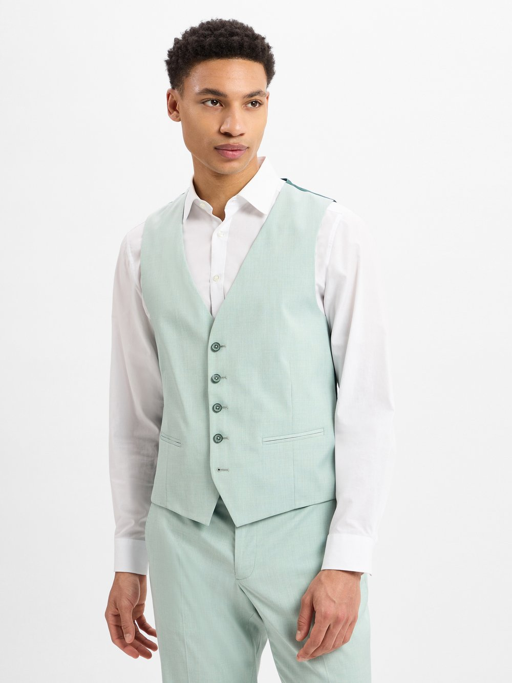 Finshley & Harding Męska kamizelka garniturowa - Alameda Mężczyźni Slim Fit zielony, 52