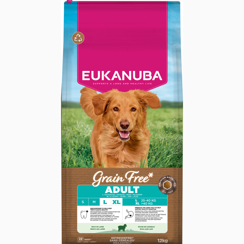 Eukanuba Grain Free Adult Large, jagnięcina - 2 x 12 kg