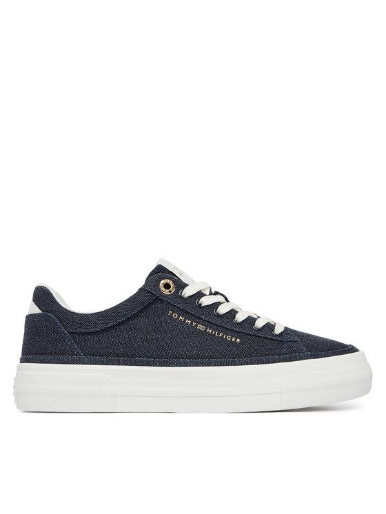 Tommy Hilfiger Tenisówki Th Foxing Platform Washed Canvas FW0FW09172 Niebieski
