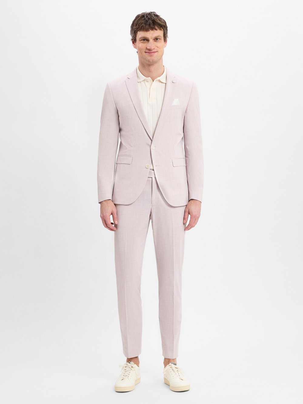 Finshley & Harding London Męski garnitur slim fit - Brixdon-Hoxdon Mężczyźni Slim Fit różowy, 48