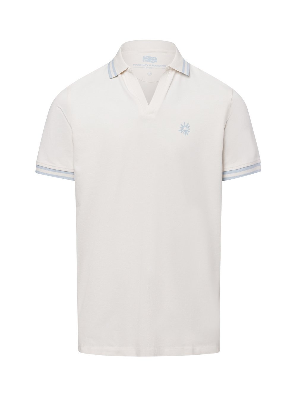 Finshley & Harding London Męska koszulka polo Mężczyźni Bawełna beżowy|niebieski, S
