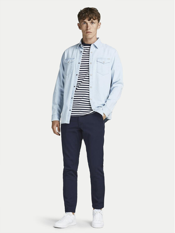 Jack&Jones Chinosy Marco 12174309 Granatowy Slim Fit miniaturka