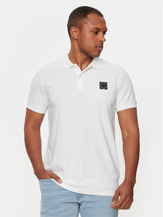 Petrol Industries Polo M-1040-POL945 Biały Slim Fit