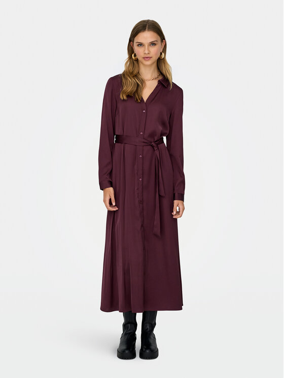ONLY Sukienka koszulowa Mika 15361725 Bordowy Regular Fit