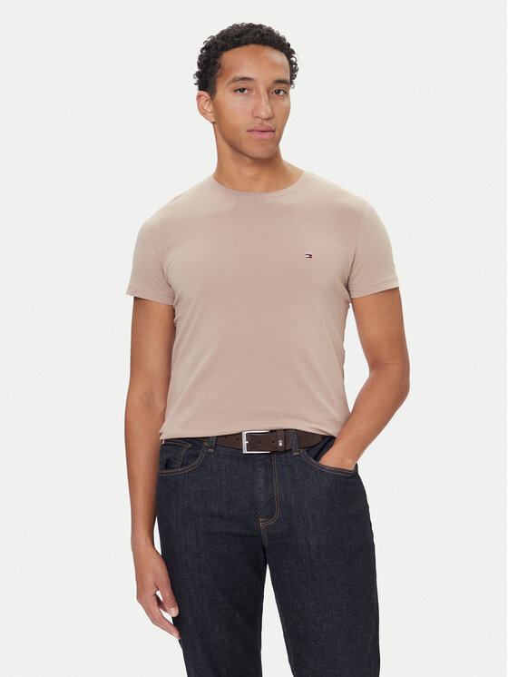 Tommy Hilfiger T-Shirt MW0MW10800 Beżowy Slim Fit
