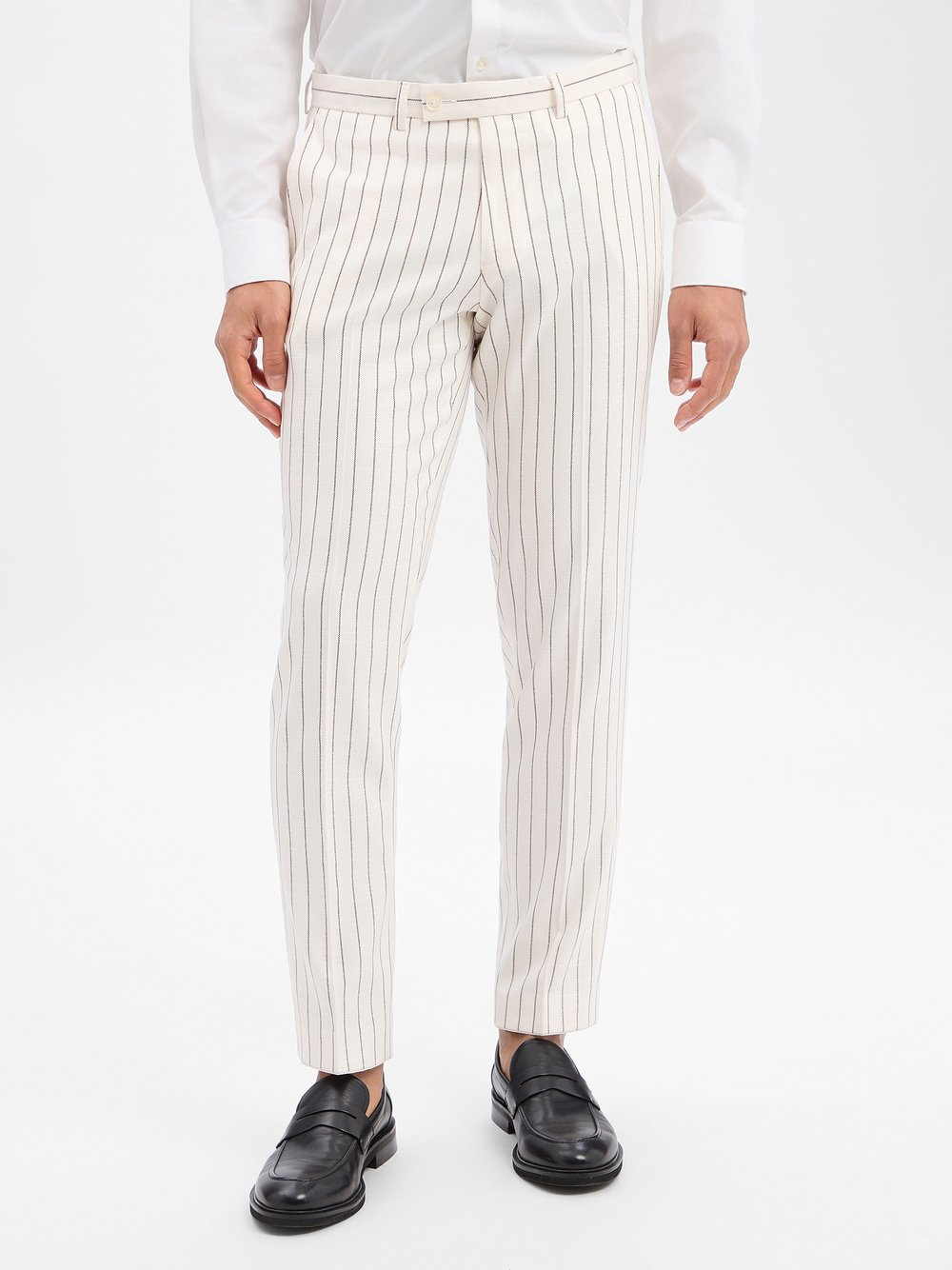Finshley & Harding London Męskie spodnie garniturowe Mężczyźni Slim Fit beżowy, 50