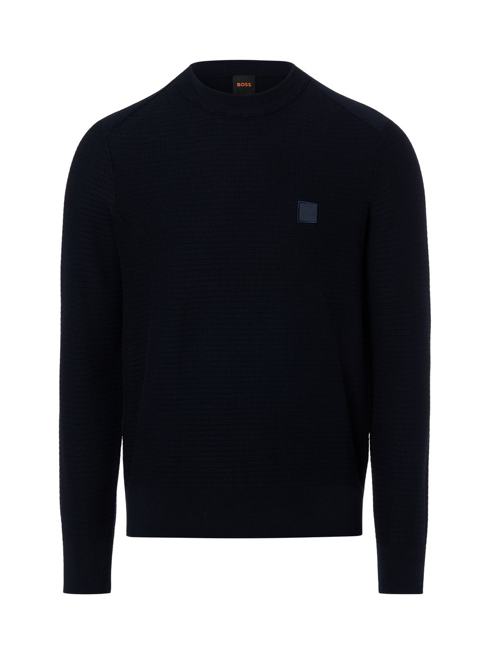 BOSS Orange Męski sweter z dzianiny z zawartością kaszmiru - Anion_S Mężczyźni Bawełna niebieski, M