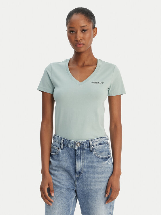 Guess Jeans T-Shirt W4YI23 J1314 Zielony Regular Fit