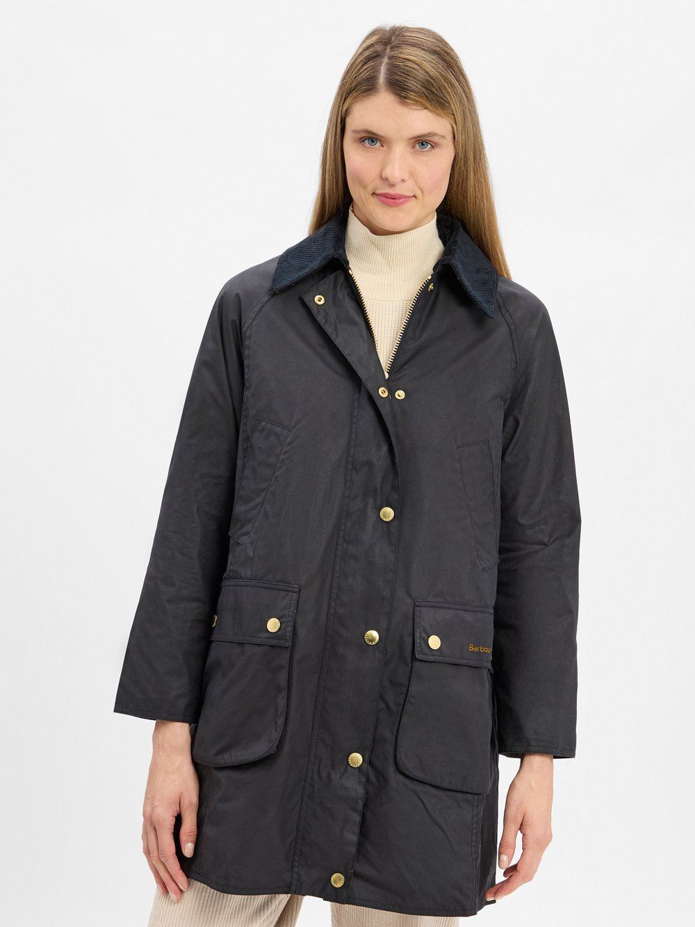 Barbour Kurtka damska - Long Beadnell Kobiety Bawełna niebieski, 40