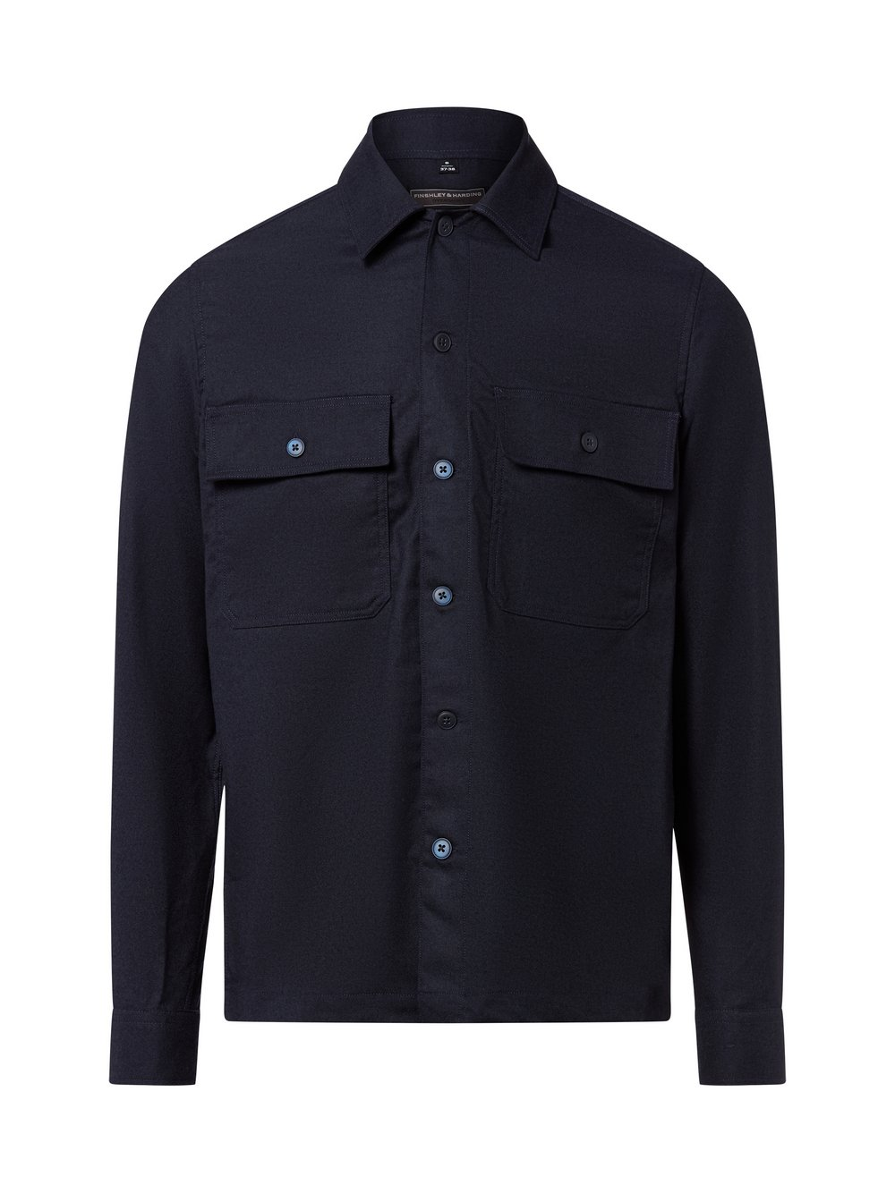 Finshley & Harding Męska koszula z zawartością wełny Mężczyźni Regular Fit niebieski, XL
