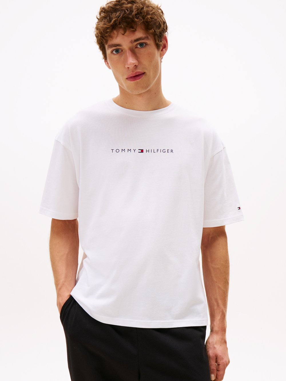 Tommy Hilfiger Męska koszula do noszenia na co dzień Mężczyźni Bawełna biały, L