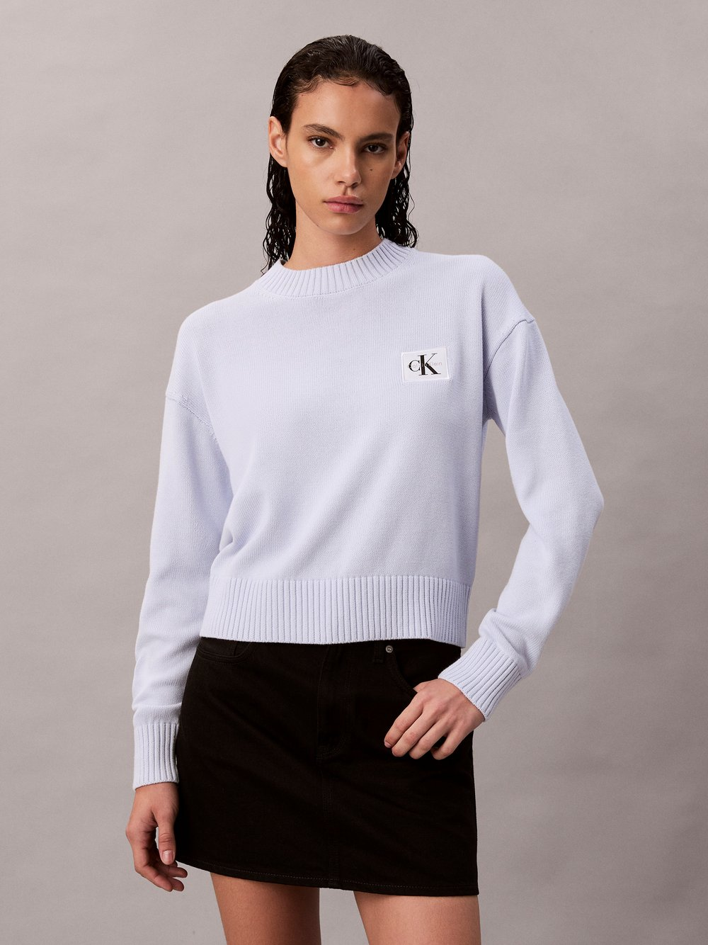 Calvin Klein Jeans Sweter damski z dzianiny Kobiety Bawełna niebieski, M