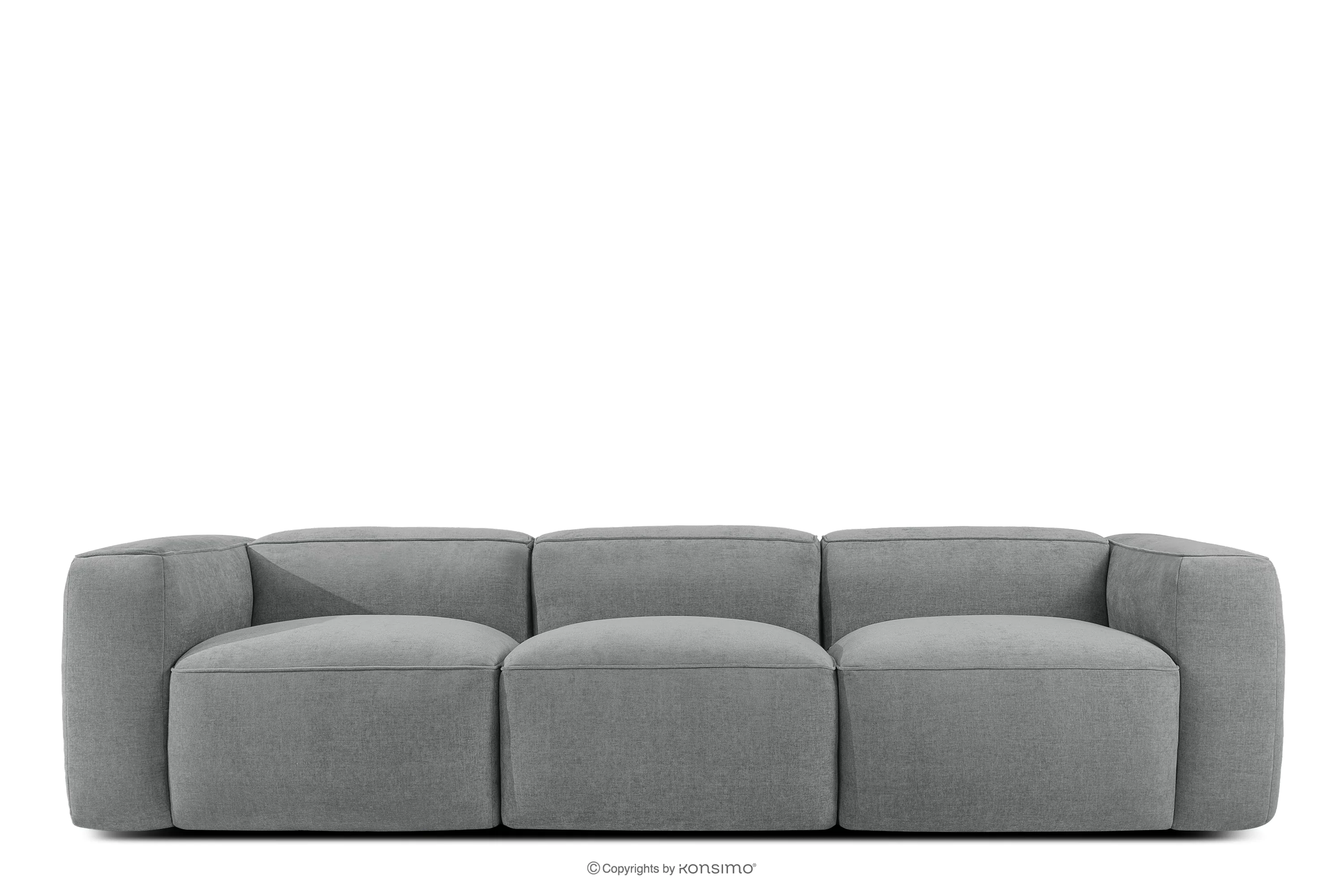 Miękka sofa trzyosobowa w tkaninie plecionej szary FUBBO