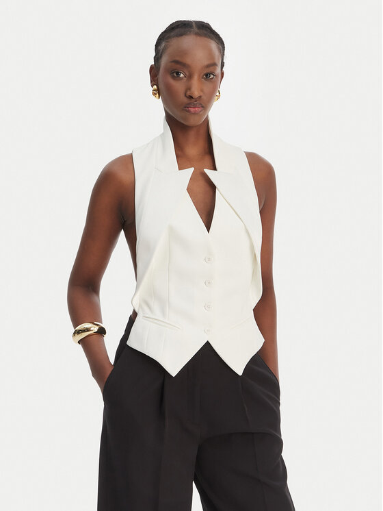 Elisabetta Franchi Kamizelka GL-003-61E2-V290 Biały Regular Fit