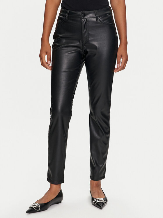 JDY Spodnie z imitacji skóry Soey 15328299 Czarny Skinny Fit miniaturka