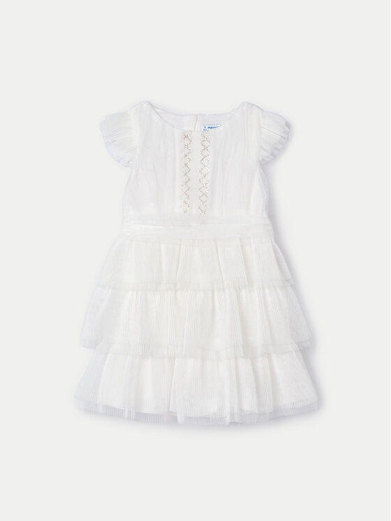 Mayoral Sukienka elegancka 03912 Écru Regular Fit
