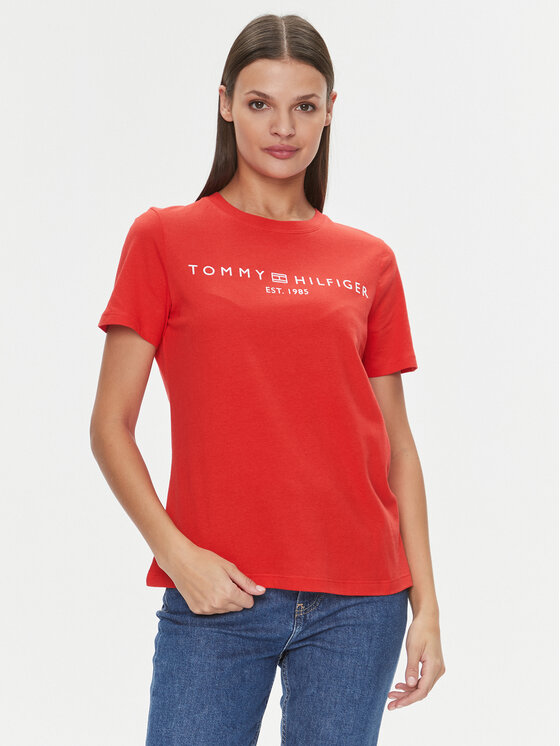 Tommy Hilfiger T-Shirt Logo WW0WW40276 Pomarańczowy Regular Fit