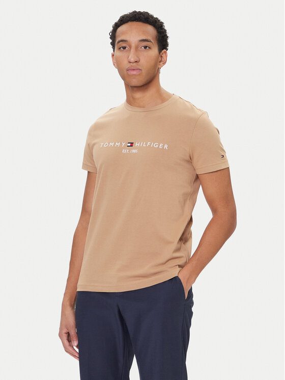 Tommy Hilfiger T-Shirt Logo MW0MW11797 Beżowy Regular Fit