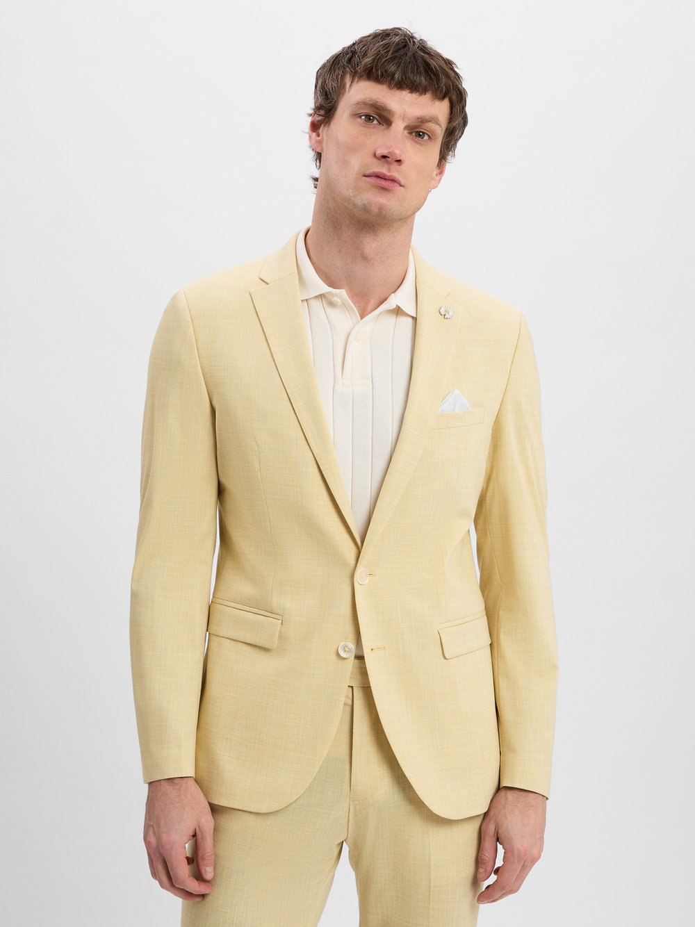 Finshley & Harding London Męska marynarka garniturowa - Brixdon Mężczyźni Slim Fit żółty, 54