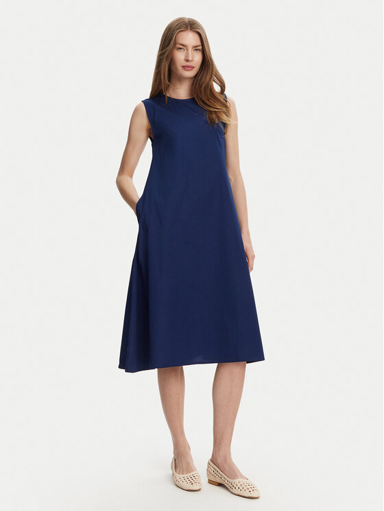 Selmark Sukienka letnia BL495 Granatowy Regular Fit
