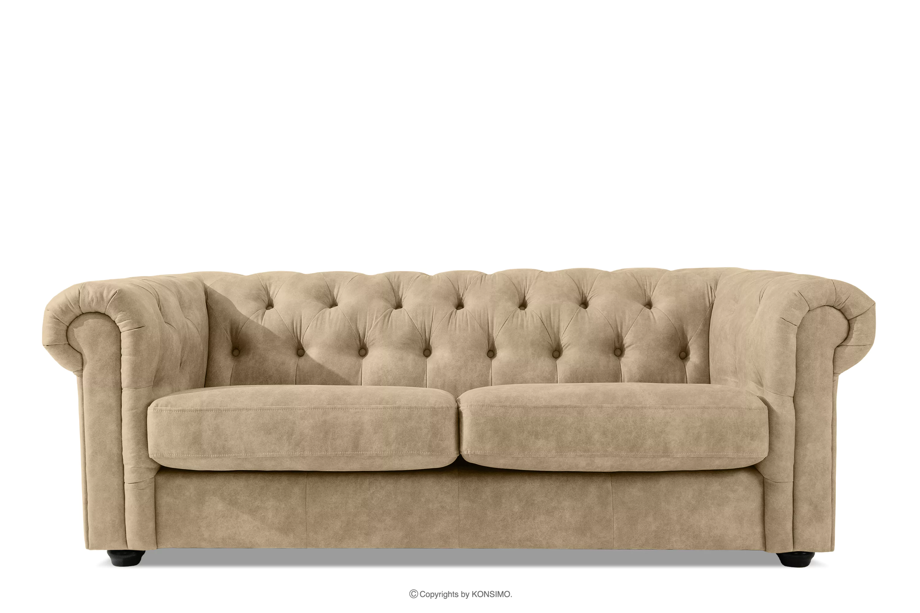 Sofa chesterfield trzyosobowa w ekoskórze jasny beżowy GRAVO