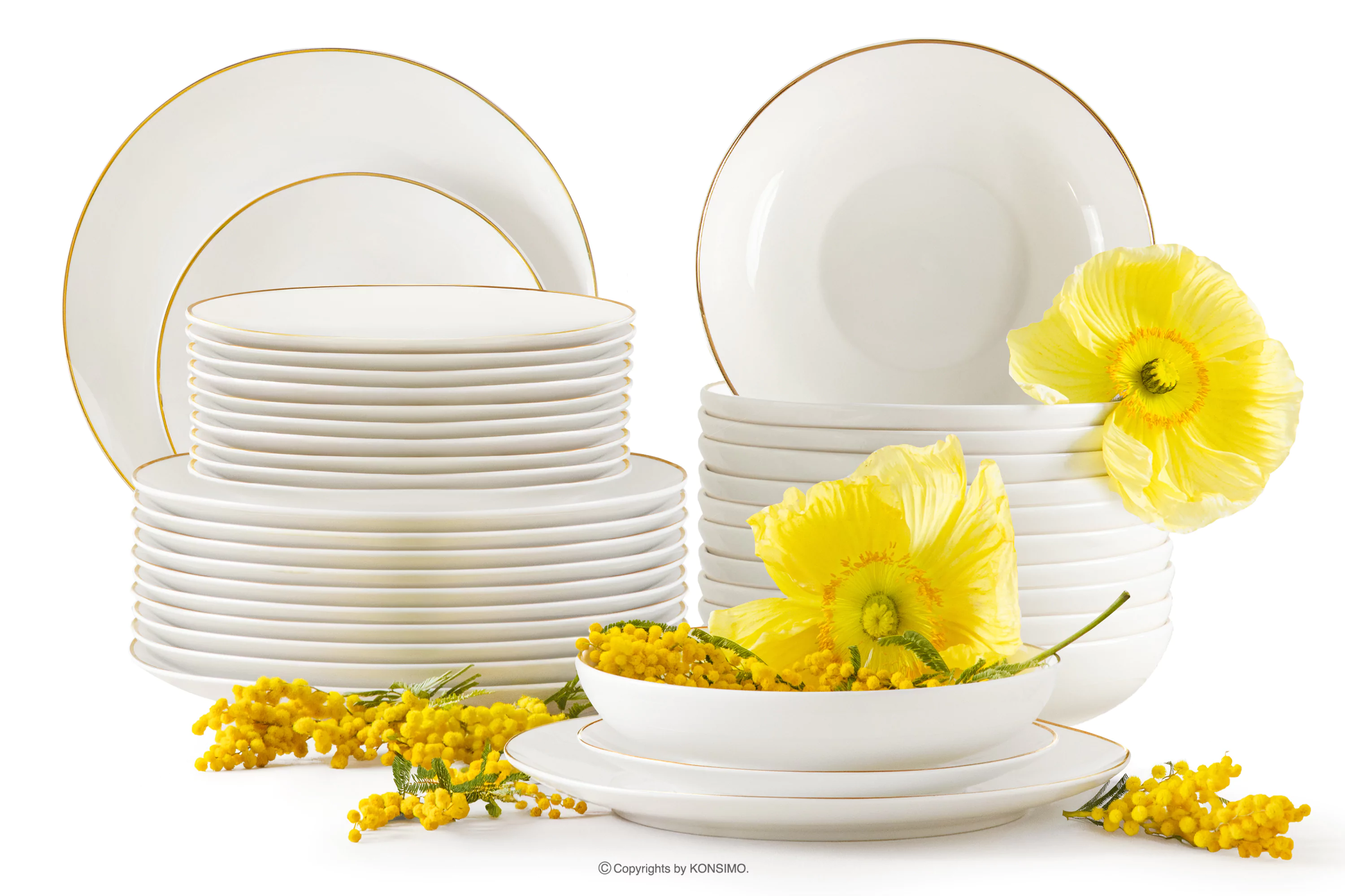 Zestaw obiadowy twarda porcelana ecru/złoty 12 os. (36 el.) AD BELLA