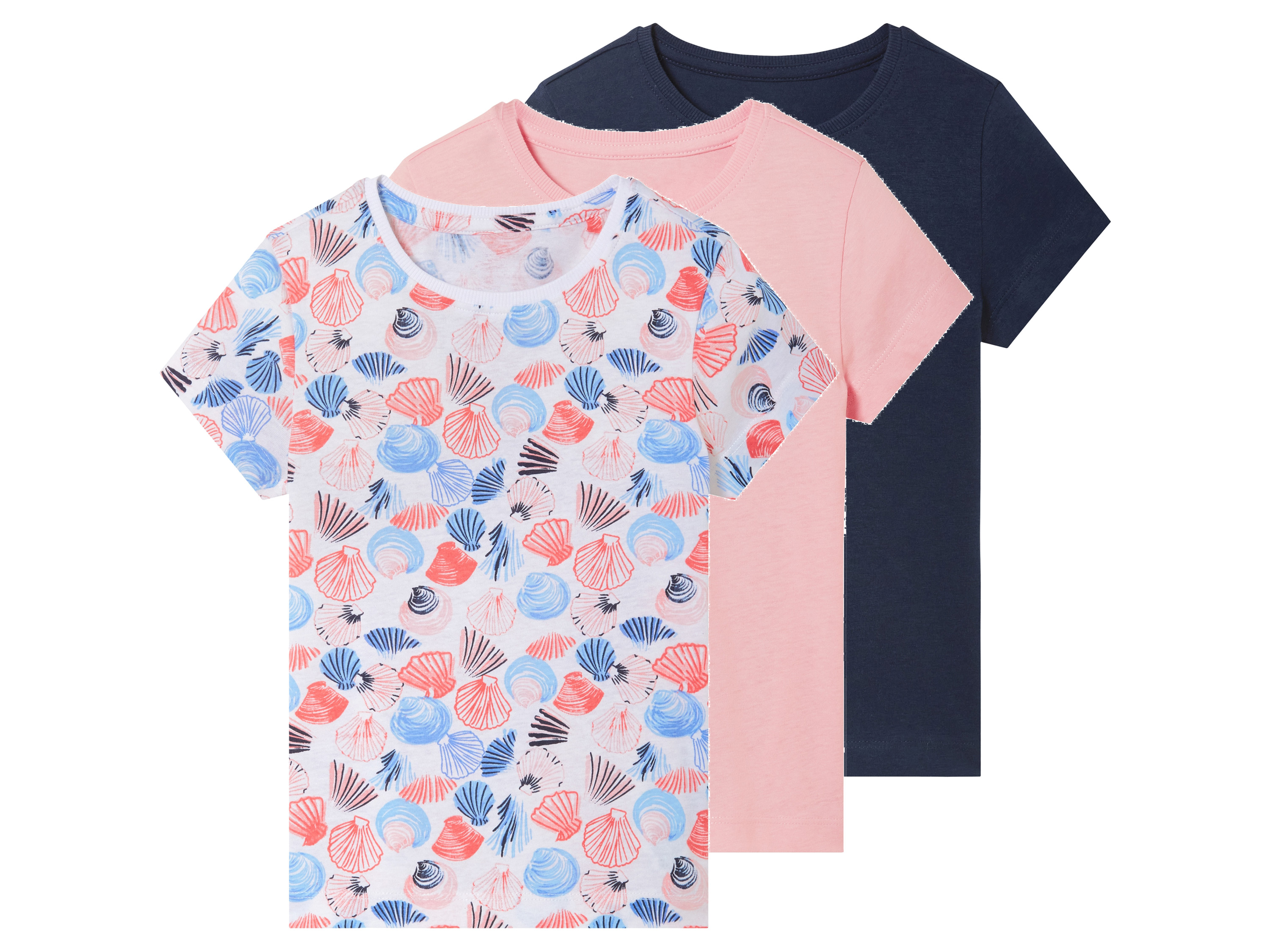 lupilu® T-shirty dziecięce z bawełny, 3 sztuki (Różowy/granatowy/nadruk na całej powierzchni, 98/104)