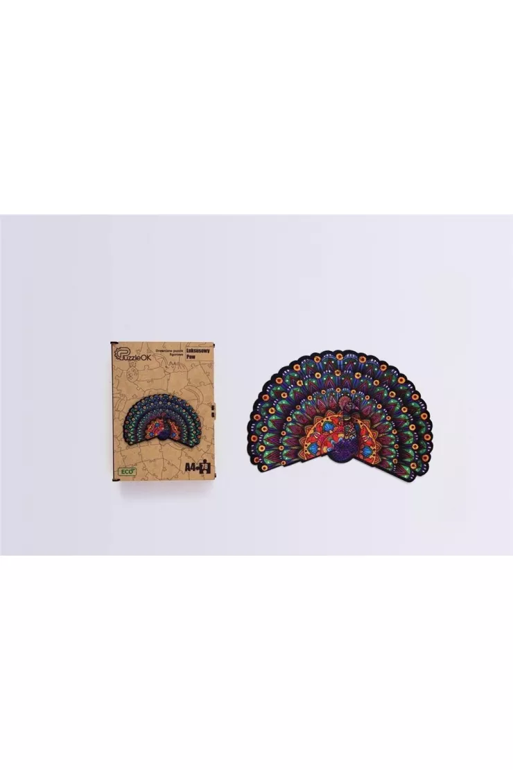 Puzzle drewniane eko 78 el. Luksusowy paw A4