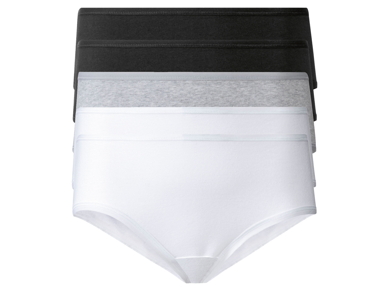 esmara® Hipstery damskie z bawełną, 5 par (Czarny/ szary/ biały, M(40/42))