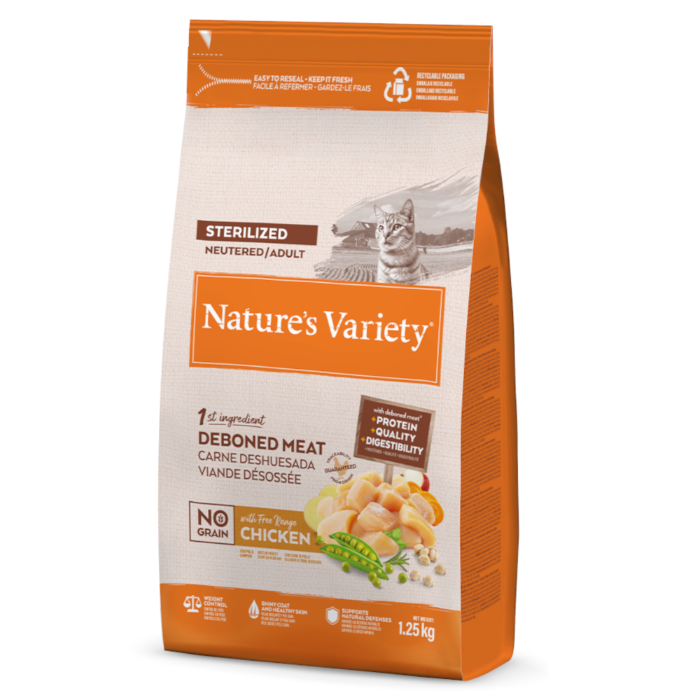 Nature's Variety No Grain Sterilized, kurczak z wolnego wybiegu - 1,25 kg