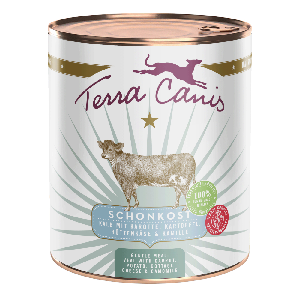 Terra Canis First Aid Schonkost, 6 x 800 g - Cielęcina z marchwią, ziemniakami, twarogiem i rumiankiem