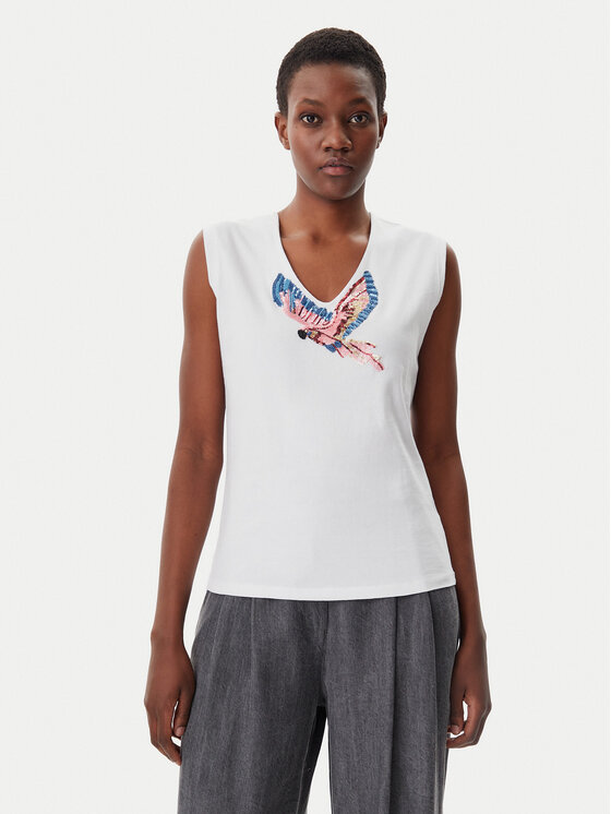 LOLA CASADEMUNT Top MS2515019 Biały Regular Fit
