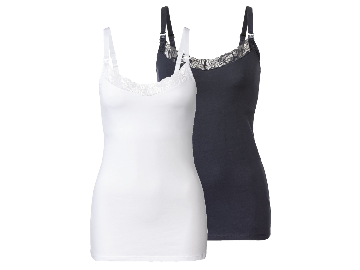 esmara® Topy do karmienia z bawełny organicznej, 2 sztuki (Granatowy/biały, XS (32/34))