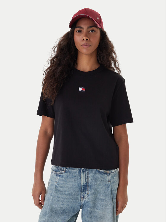 Tommy Jeans T-Shirt Badge DW0DW22202 Czarny Boxy Fit